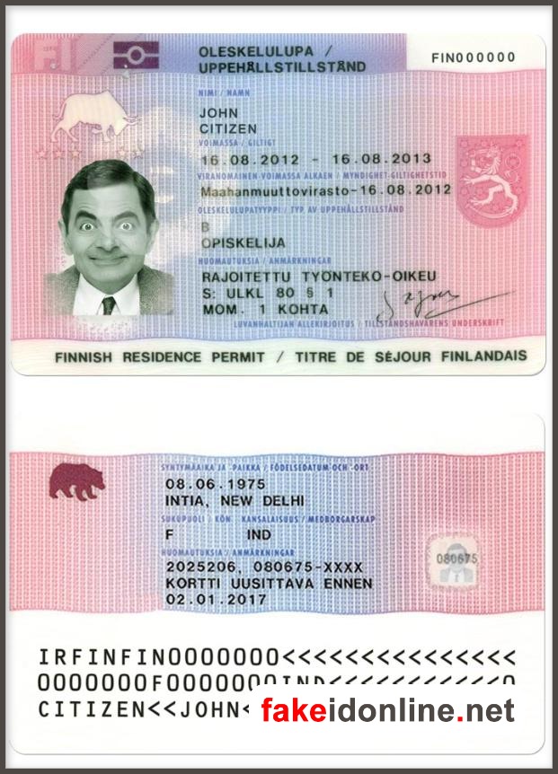 Finland Resident Card Vector Design
